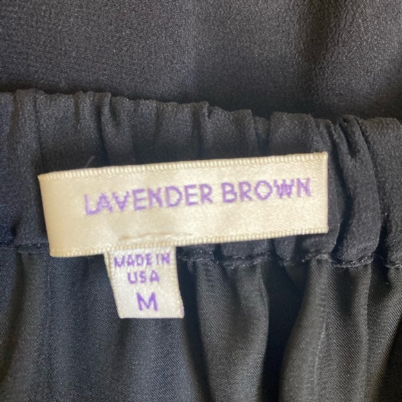 Lavender Brown Silk Chiffon Mini Dress Off the Shoulder Long Sleeves Black - Picture 5 of 8